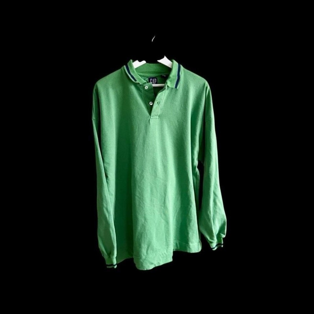 Vintage 90's GAP Long Sleeve Polo Shirt Mens‎ XL Green Y2K